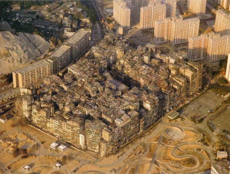 kowloon ciudad amurallada vista desde el cielo